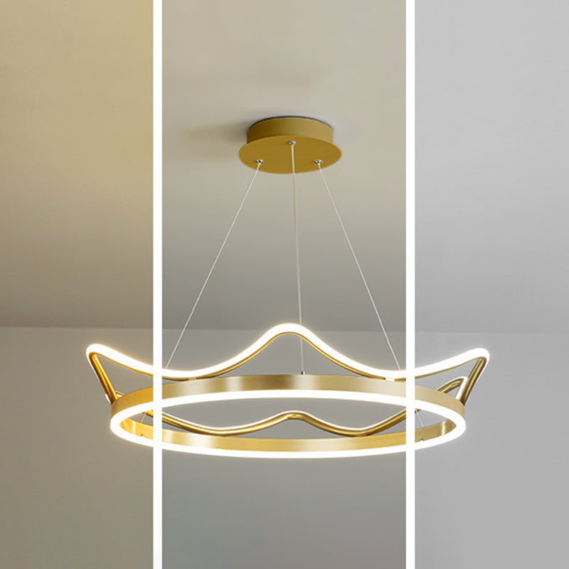 Ultra-modern Crown Pendant Lighting Fixtures Acrylic Hanging Lamp with Hanging Cord for Bedroom