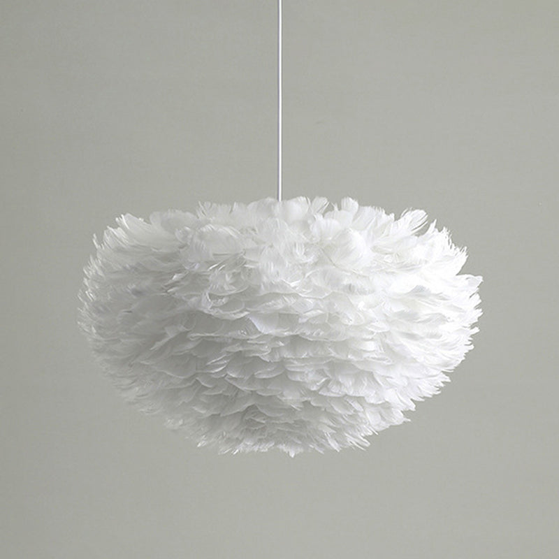 Lampadello a sospensione regolabile leggero moderno semplicità Globe Feather Affermazione per la camera da letto