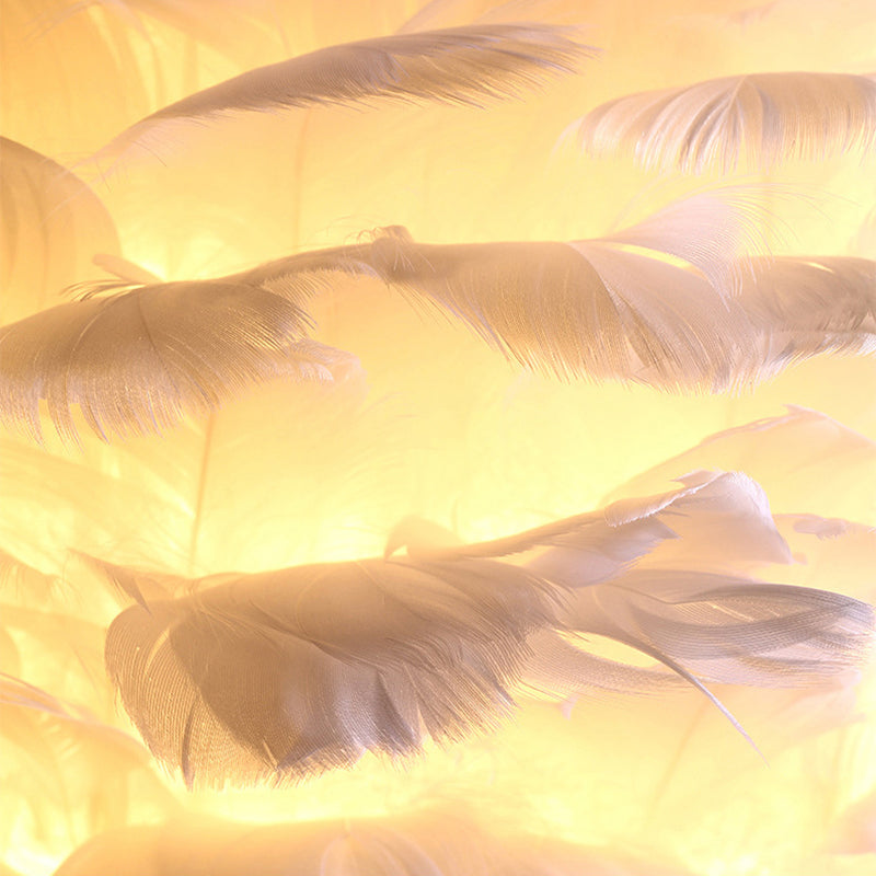 Lampadello a sospensione regolabile leggero moderno semplicità Globe Feather Affermazione per la camera da letto