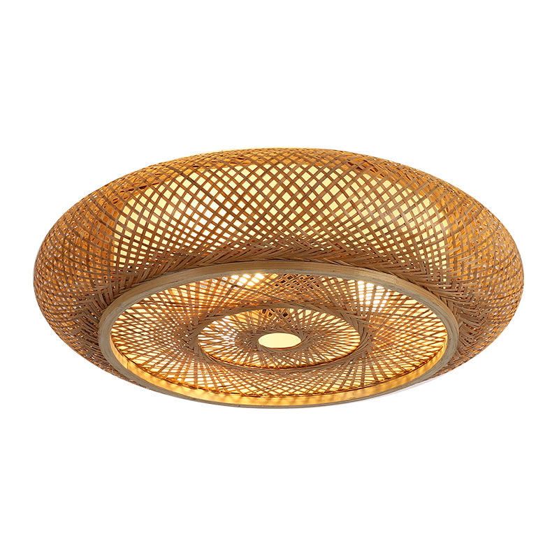 Plafonniers à montage encastré à tambour arrondi japonais plafonnier à montage encastré en bambou pour chambre à coucher