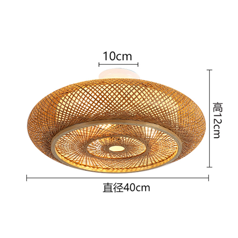 Plafonniers à montage encastré à tambour arrondi japonais plafonnier à montage encastré en bambou pour chambre à coucher