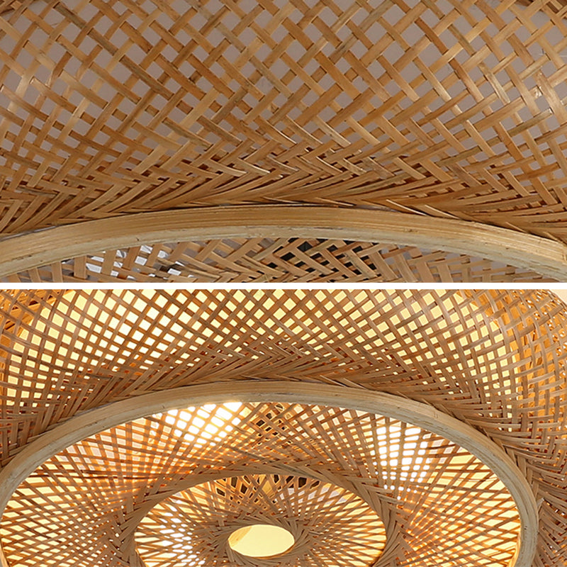 Plafonniers à montage encastré à tambour arrondi japonais plafonnier à montage encastré en bambou pour chambre à coucher