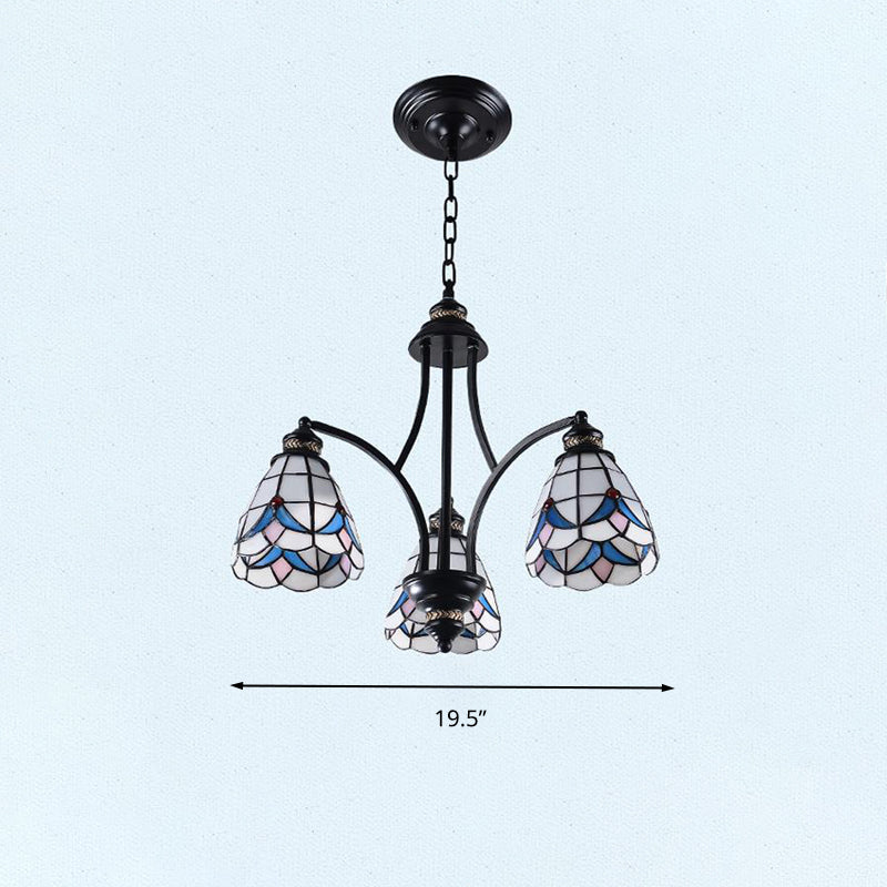 Scrolling Bran Tolorage Tanage lustre Méditerranée 3/5/8 Lumières Éclairage d'éclairage de suspension noire