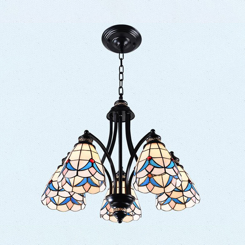 Scrolling Bran Tolorage Tanage lustre Méditerranée 3/5/8 Lumières Éclairage d'éclairage de suspension noire