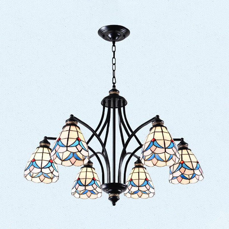 Scrolling Bran Tolorage Tanage lustre Méditerranée 3/5/8 Lumières Éclairage d'éclairage de suspension noire
