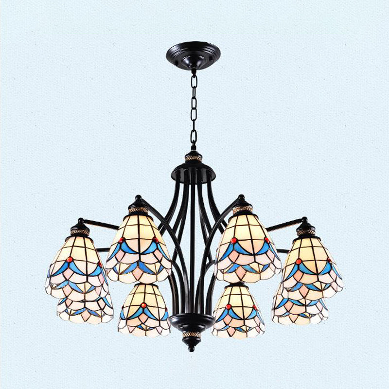Scrolling Bran Tolorage Tanage lustre Méditerranée 3/5/8 Lumières Éclairage d'éclairage de suspension noire