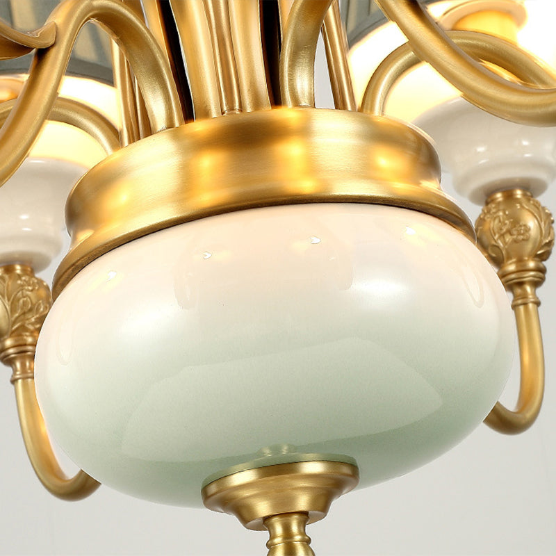 Cone Chandelier Light Fixture Traditional Pleated Fabric Shade Pendant Lighting for Restaurant