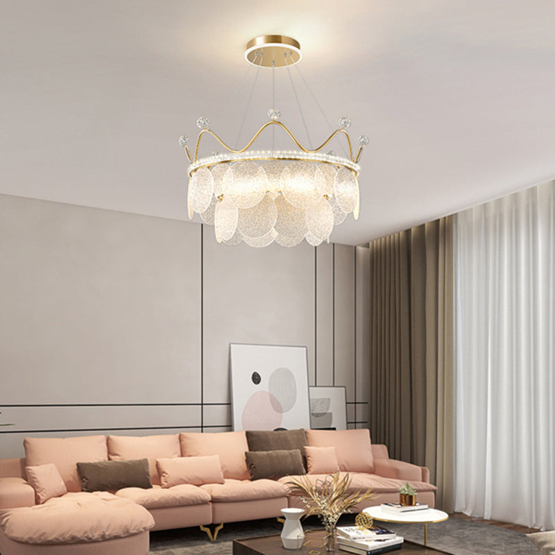 Contemporary Crown Chandelier Lights Crystal Pendant Ceiling Lights for Living Room