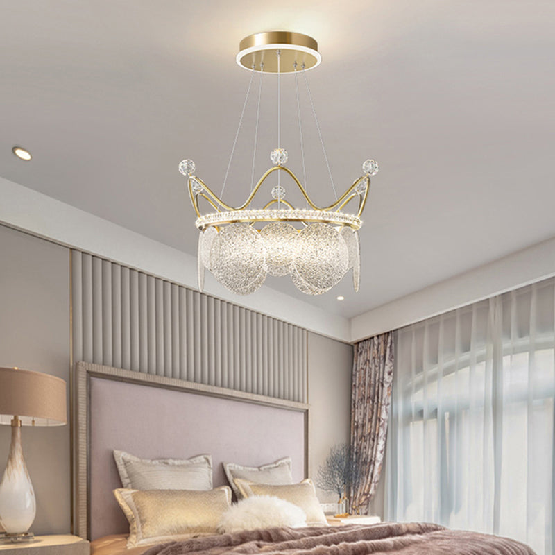 Contemporary Crown Chandelier Lights Crystal Pendant Ceiling Lights for Living Room