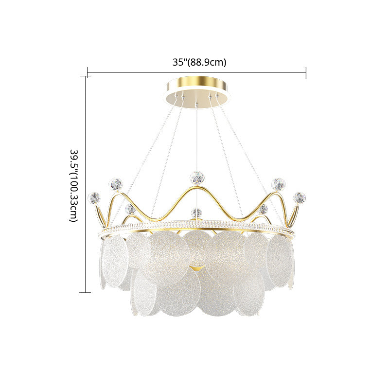 Contemporary Crown Chandelier Lights Crystal Pendant Ceiling Lights for Living Room