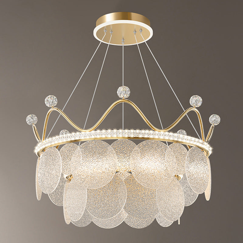 Contemporary Crown Chandelier Lights Crystal Pendant Ceiling Lights for Living Room