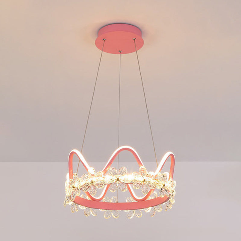 Contemporary Crown Chandelier Lights Crystal Pendant Ceiling Lights for Living Room