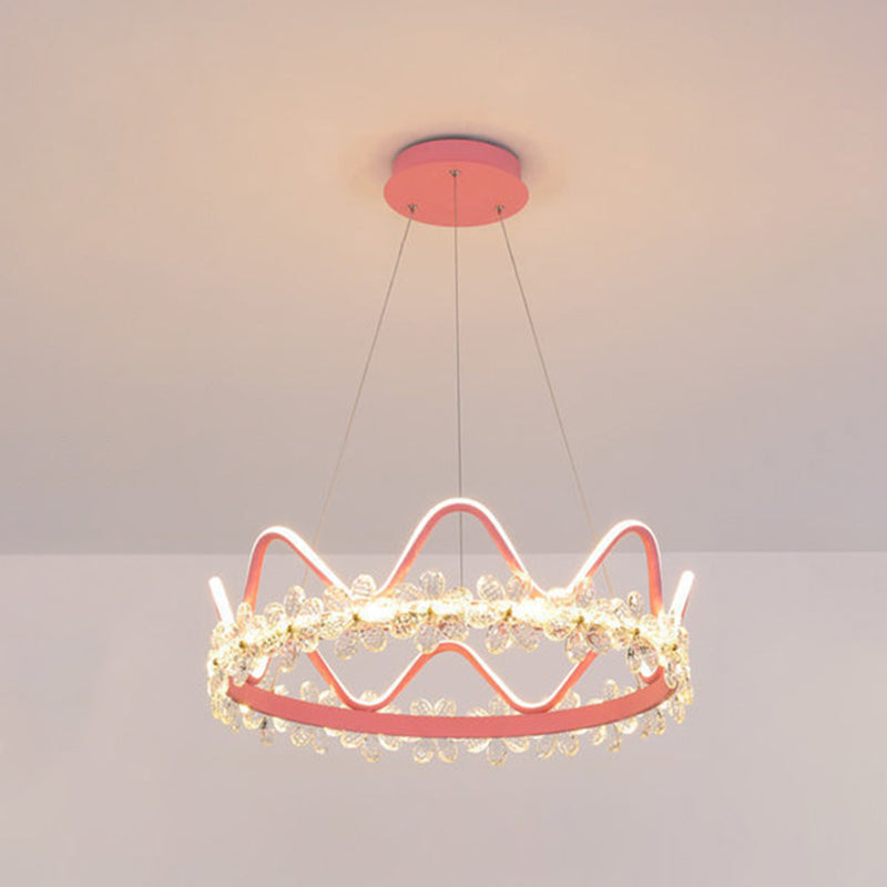 Contemporary Crown Chandelier Lights Crystal Pendant Ceiling Lights for Living Room