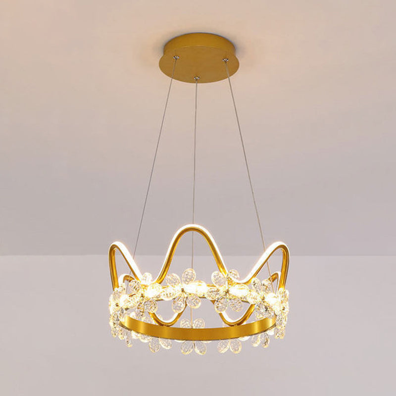 Contemporary Crown Chandelier Lights Crystal Pendant Ceiling Lights for Living Room