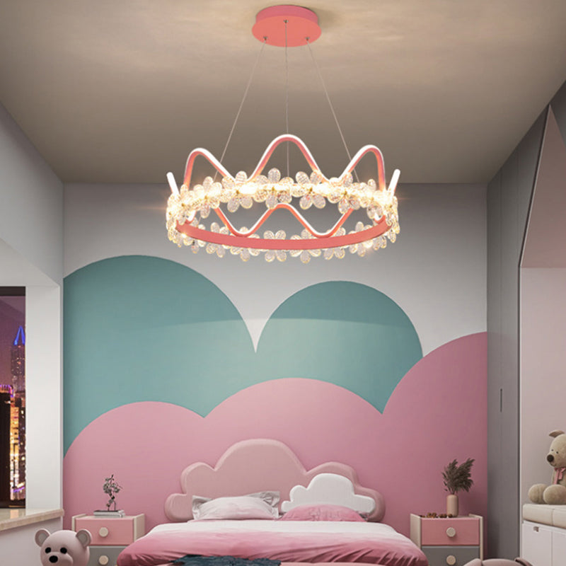 Contemporary Crown Chandelier Lights Crystal Pendant Ceiling Lights for Living Room