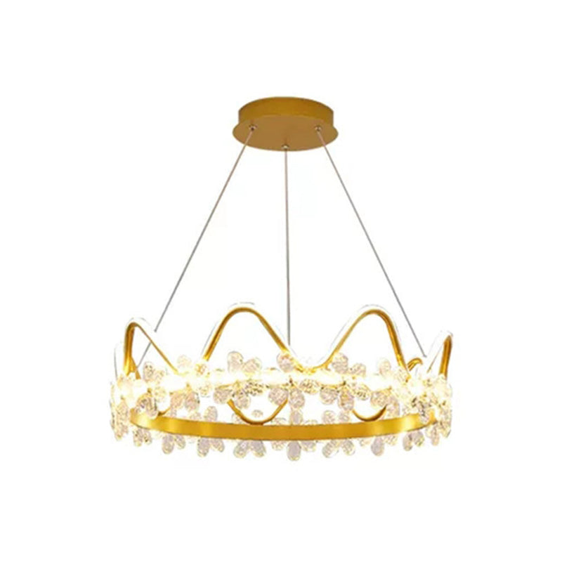 Contemporary Crown Chandelier Lights Crystal Pendant Ceiling Lights for Living Room