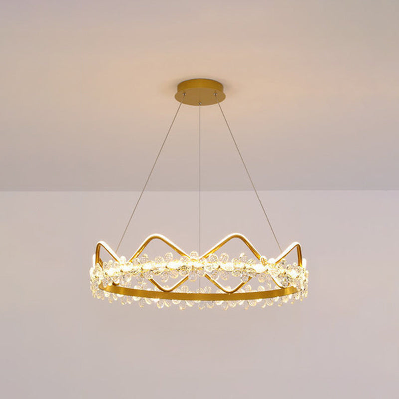 Contemporary Crown Chandelier Lights Crystal Pendant Ceiling Lights for Living Room