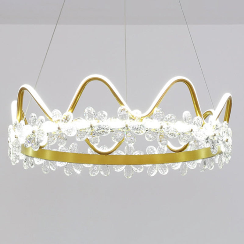 Contemporary Crown Chandelier Lights Crystal Pendant Ceiling Lights for Living Room