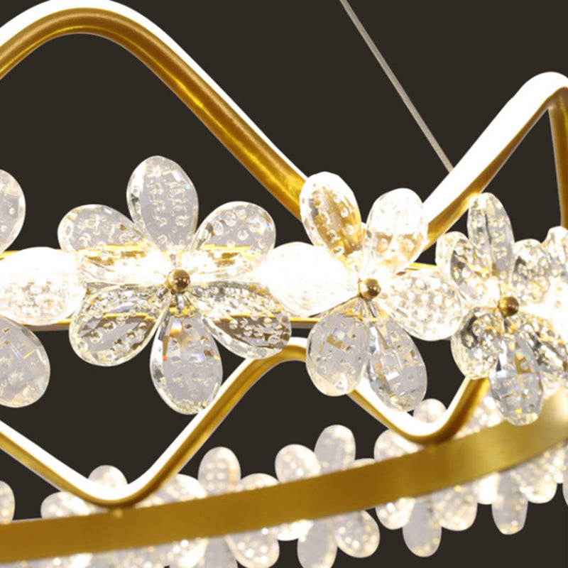 Contemporary Crown Chandelier Lights Crystal Pendant Ceiling Lights for Living Room