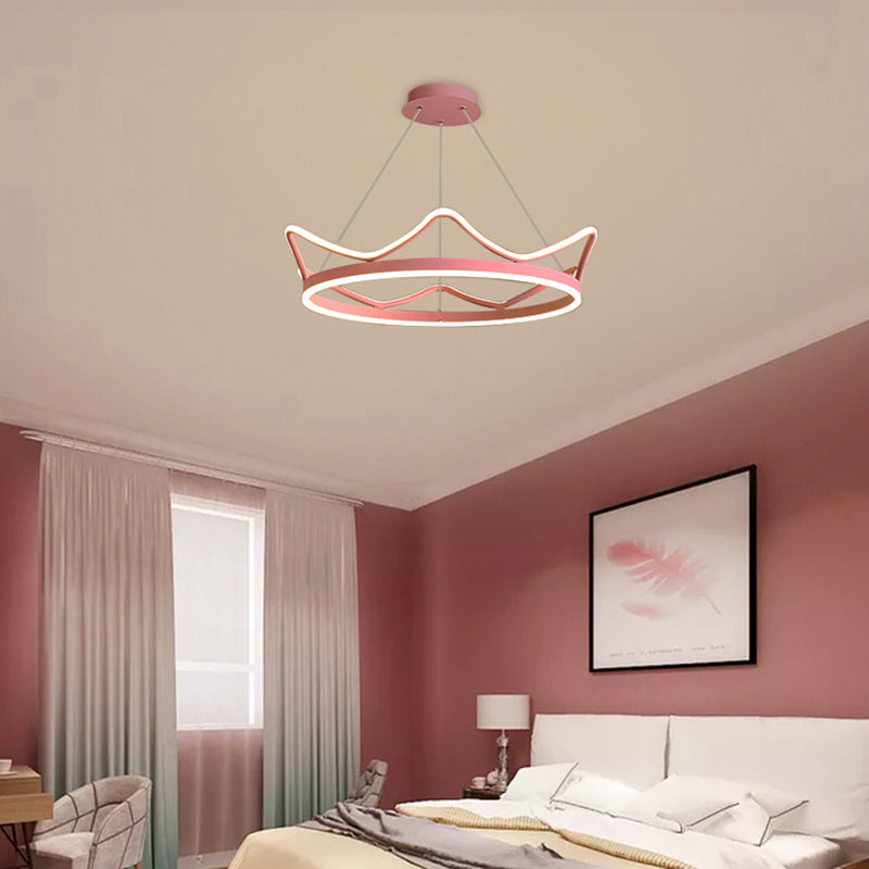 Ultra-modern Crown Pendant Lighting Fixtures Acrylic Hanging Lamp with Hanging Cord for Bedroom