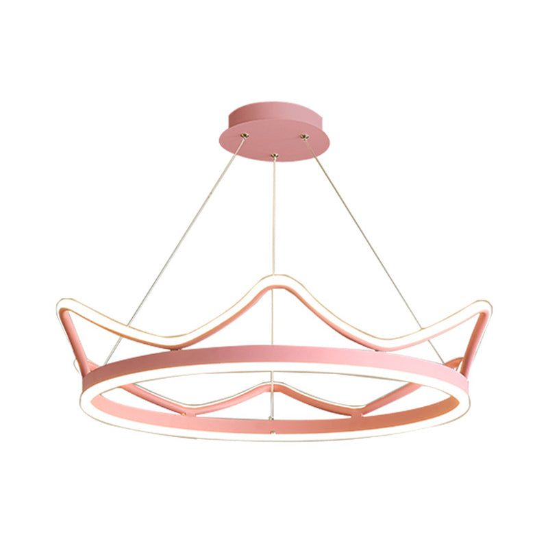 Ultra-modern Crown Pendant Lighting Fixtures Acrylic Hanging Lamp with Hanging Cord for Bedroom