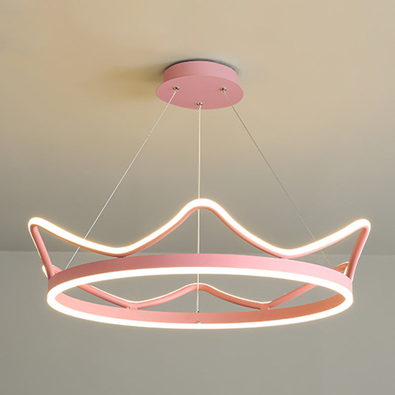 Ultra-modern Crown Pendant Lighting Fixtures Acrylic Hanging Lamp with Hanging Cord for Bedroom