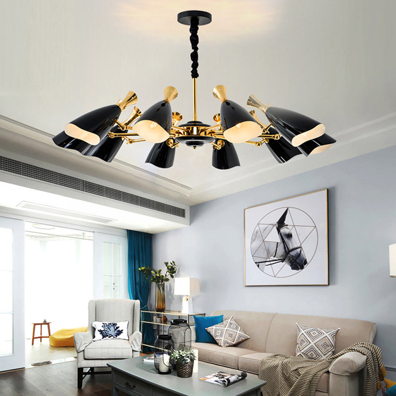 Metal Shaded Chandelier Light Fixture Modern Style Pendant Light Fixture in Black