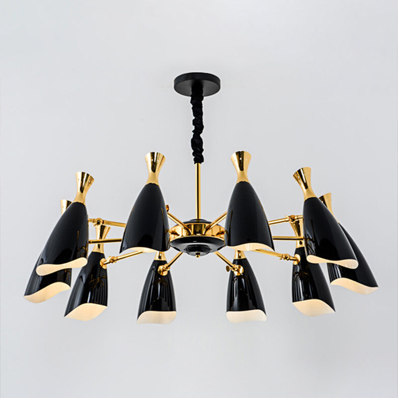 Metal Shaded Chandelier Light Fixture Modern Style Pendant Light Fixture in Black
