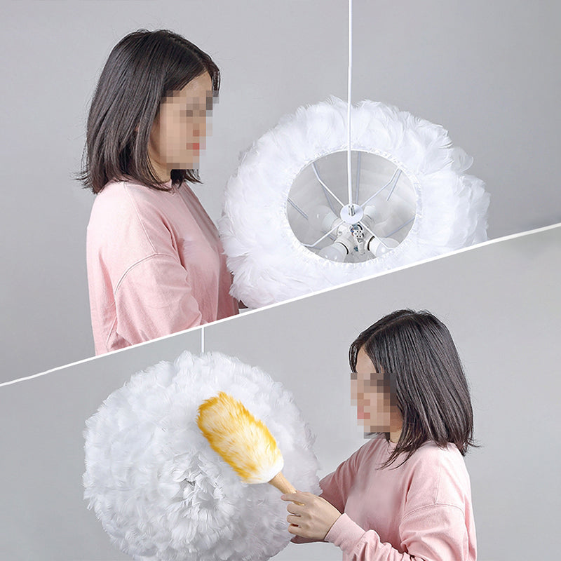 Lampadello a sospensione regolabile leggero moderno semplicità Globe Feather Affermazione per la camera da letto