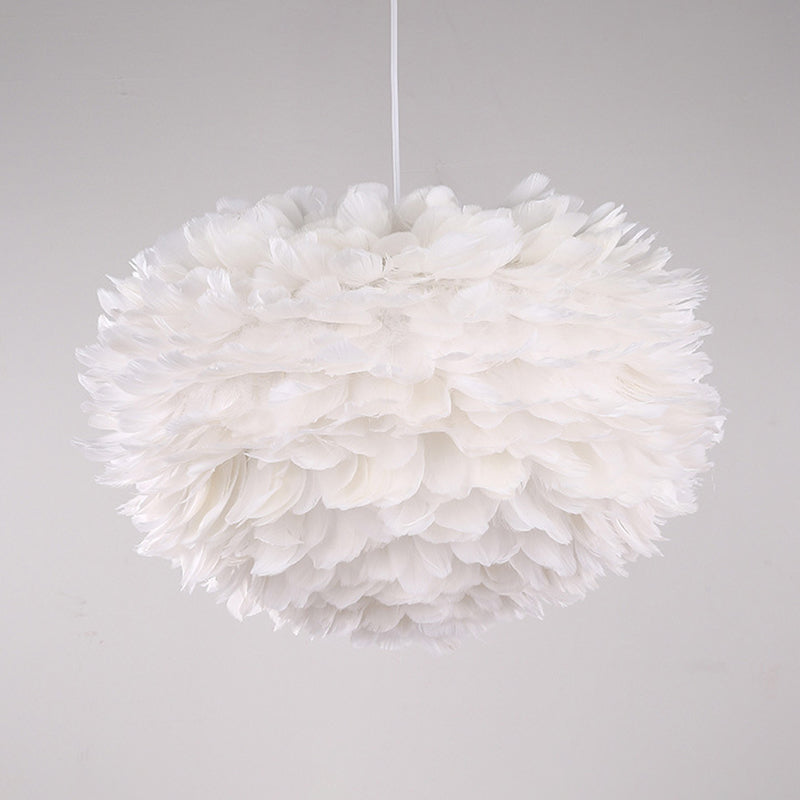 Lampadello a sospensione regolabile leggero moderno semplicità Globe Feather Affermazione per la camera da letto