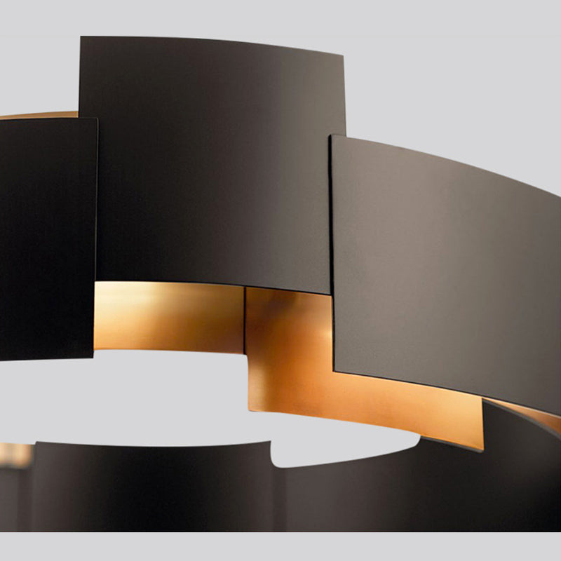 Simplistic Chandelier Light Fixture Black Circle Hanging Light Kit with Metal Shade