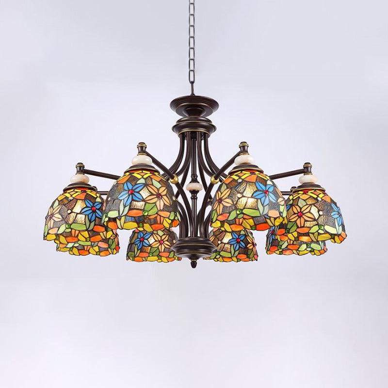 Fleur Chandelier Éclairage Méditerranéen Vétonnage Méditerranéen 3/5/8 Lumières Kit de lampe suspendue noire pour le salon