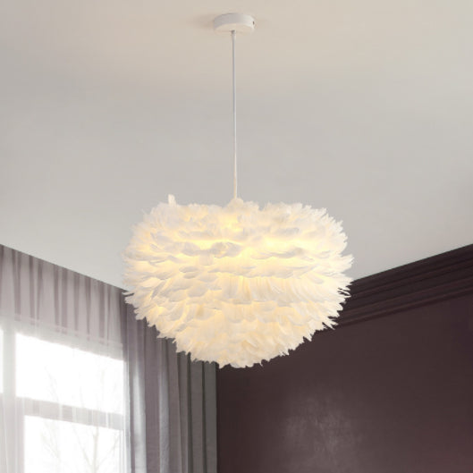 Lampadello a sospensione regolabile leggero moderno semplicità Globe Feather Affermazione per la camera da letto