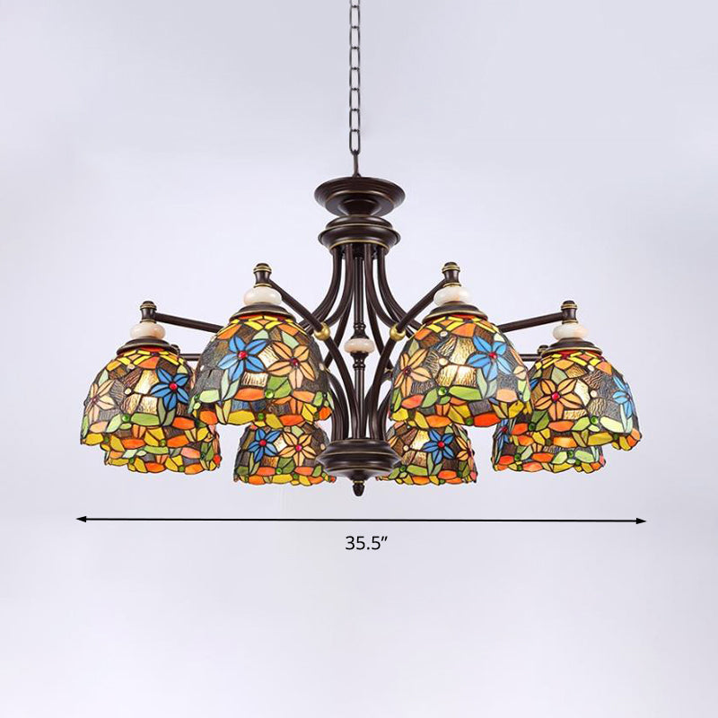 Fleur Chandelier Éclairage Méditerranéen Vétonnage Méditerranéen 3/5/8 Lumières Kit de lampe suspendue noire pour le salon