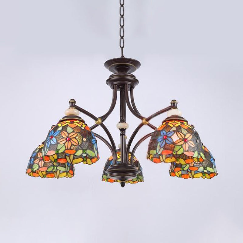 Fleur Chandelier Éclairage Méditerranéen Vétonnage Méditerranéen 3/5/8 Lumières Kit de lampe suspendue noire pour le salon