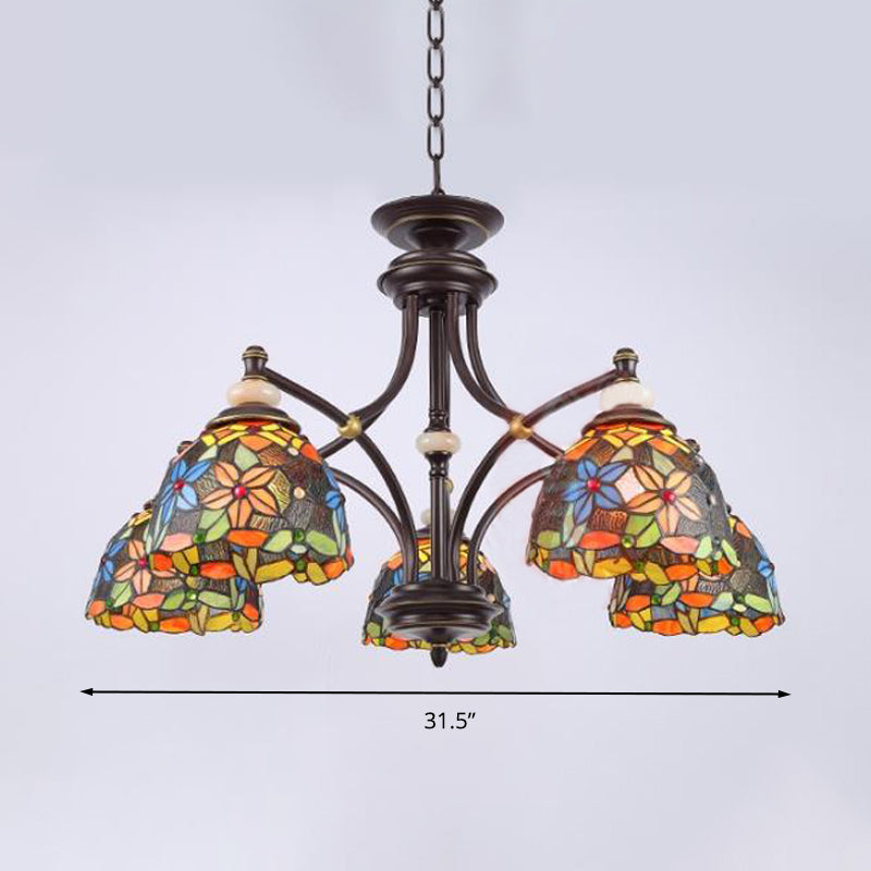 Fleur Chandelier Éclairage Méditerranéen Vétonnage Méditerranéen 3/5/8 Lumières Kit de lampe suspendue noire pour le salon