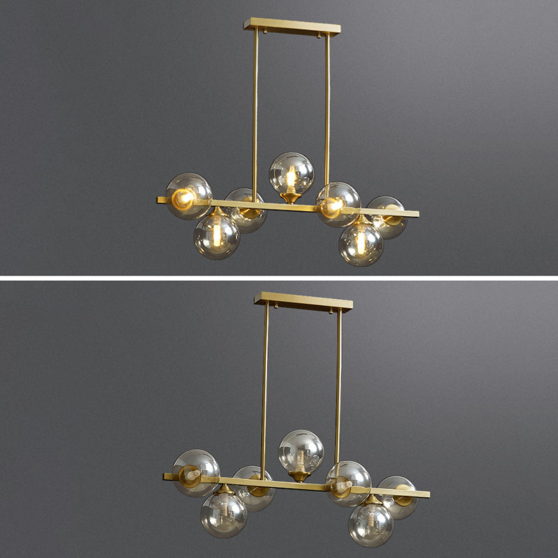 Luce a sospensione dell'isola di sputnik oro nella moderna luce appesa al copro di rame con tonalità in vetro ambra