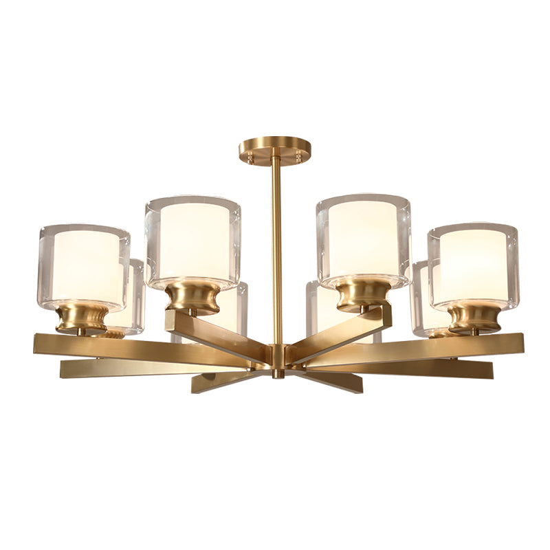 Conical Chandelier Light Fixture Traditional White Fabric Shade Pendant Lighting for Restaurant