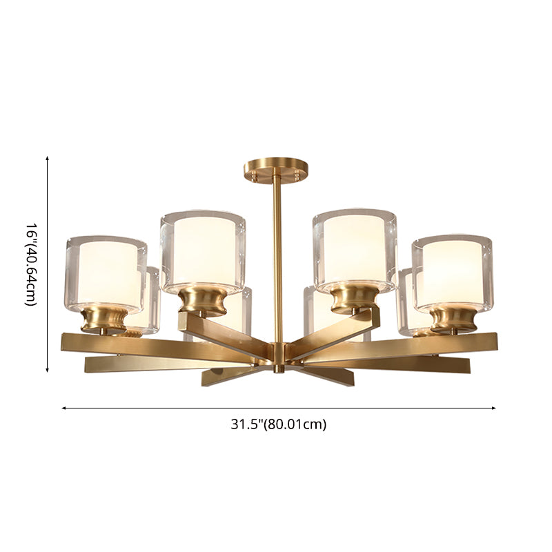 Conical Chandelier Light Fixture Traditional White Fabric Shade Pendant Lighting for Restaurant
