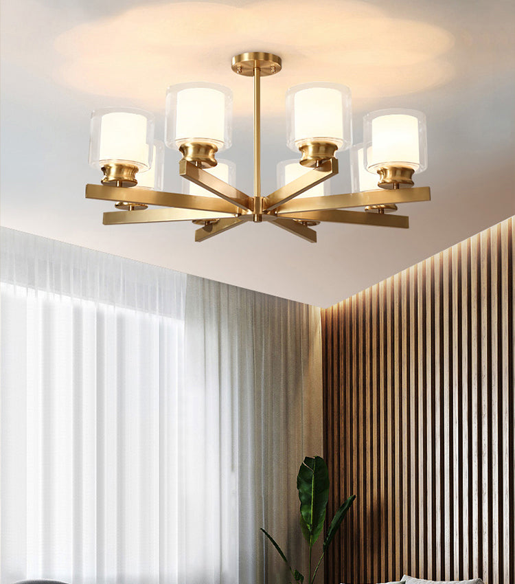Conical Chandelier Light Fixture Traditional White Fabric Shade Pendant Lighting for Restaurant