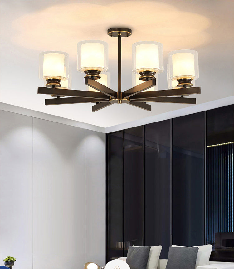 Conical Chandelier Light Fixture Traditional White Fabric Shade Pendant Lighting for Restaurant