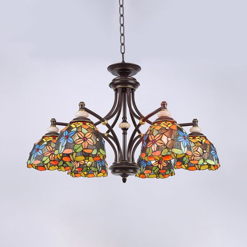 Fleur Chandelier Éclairage Méditerranéen Vétonnage Méditerranéen 3/5/8 Lumières Kit de lampe suspendue noire pour le salon
