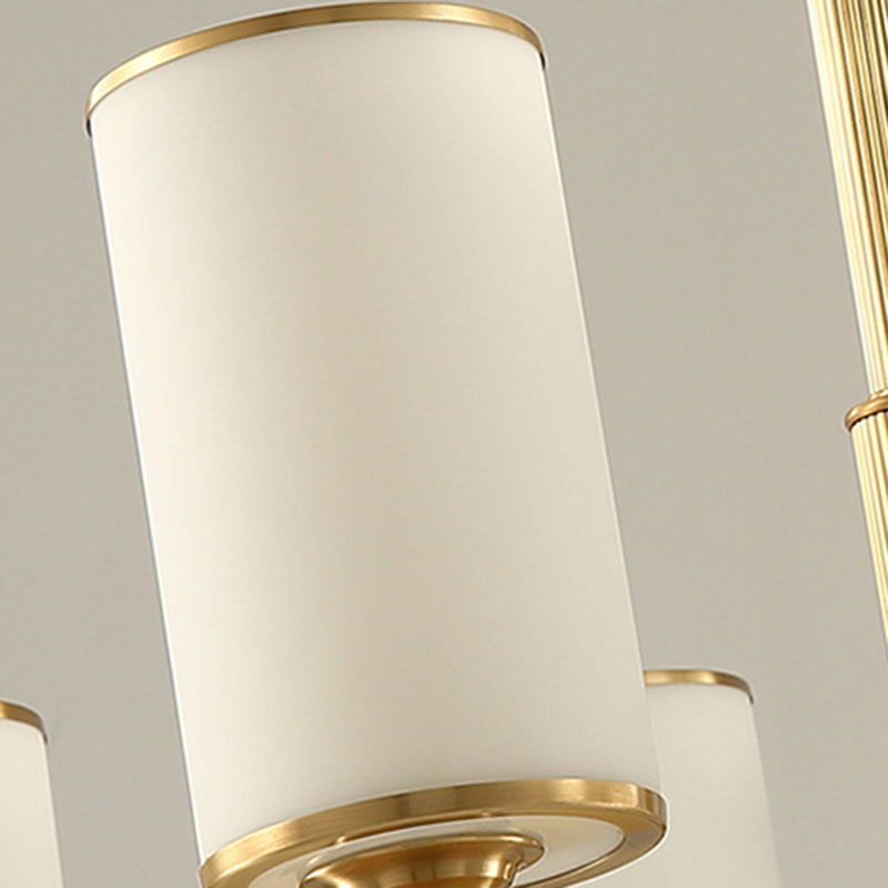Cylinder Chandelier Light Fixture Traditional Opal Glass Pendant Lighting for Restaurant
