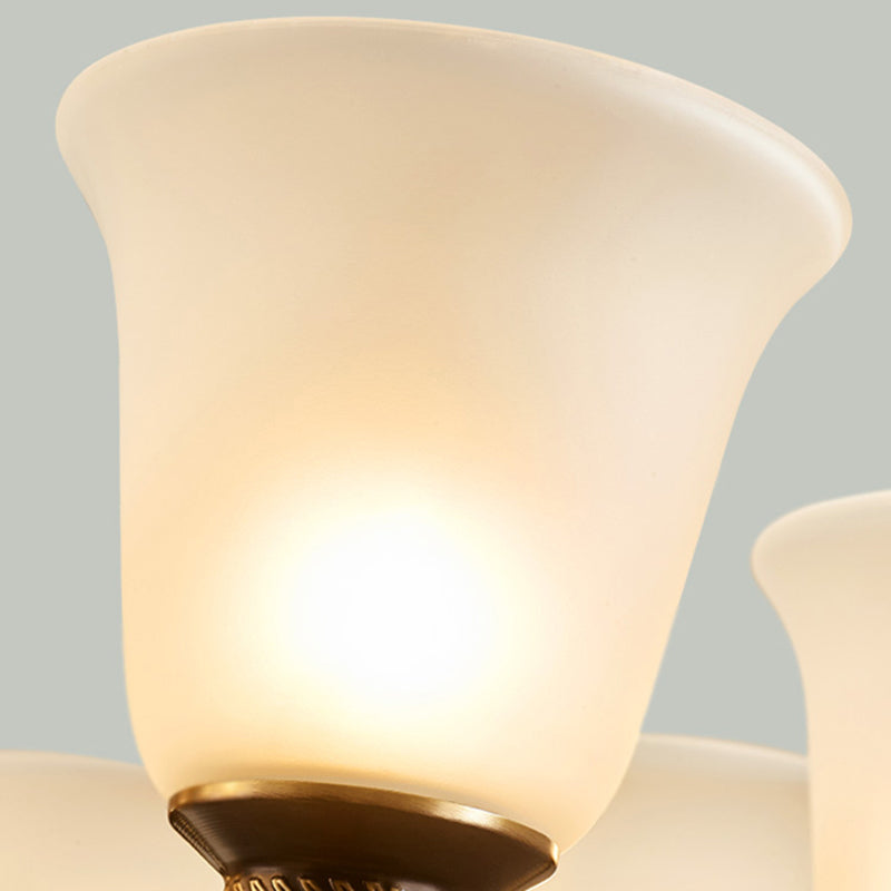 Lampada del lampadario a campana tradizionale illuminazione a sospensione in vetro bianco per il ristorante