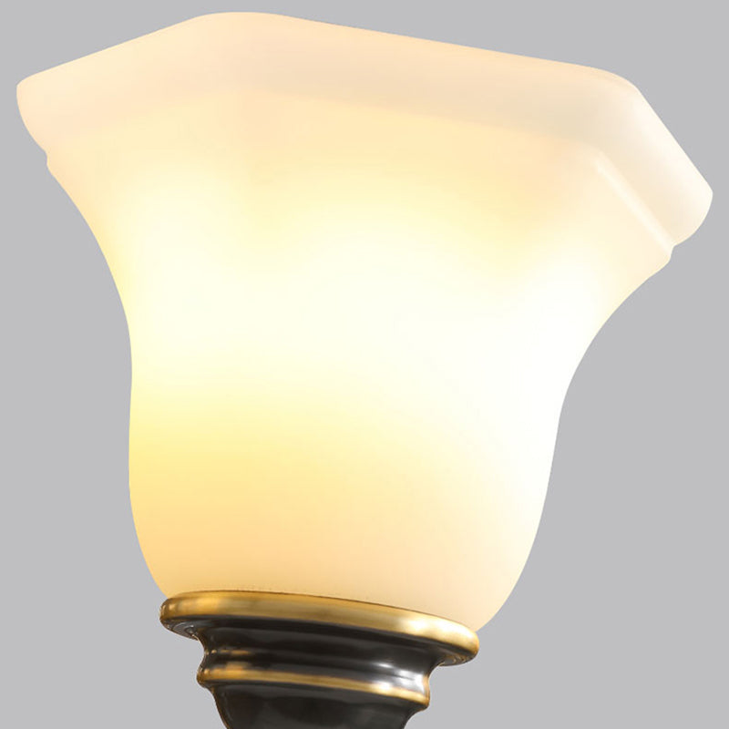 Bell-Shaped Shade Chandelier Light Fixture Traditional White Glass Pendant Lighting for Restaurant