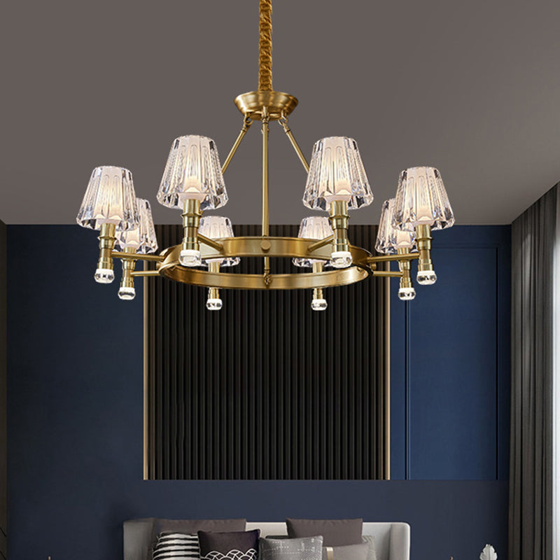 Conical Chandelier Light Fixture Traditional Clear Glass Pendant Lighting for Restaurant