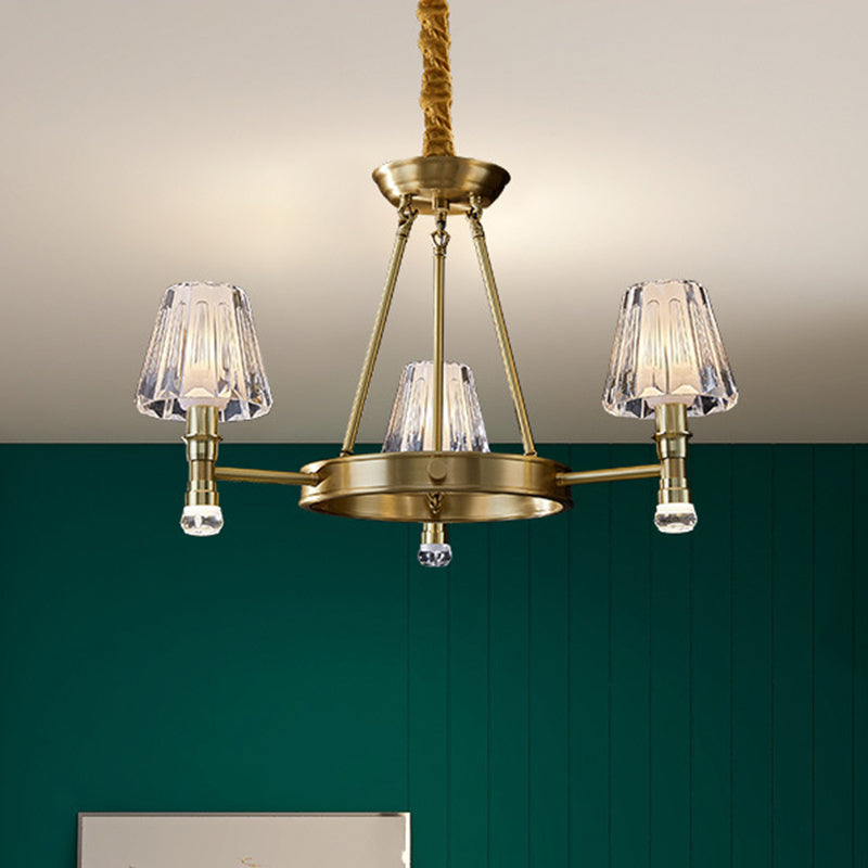 Conical Chandelier Light Fixture Traditional Clear Glass Pendant Lighting for Restaurant