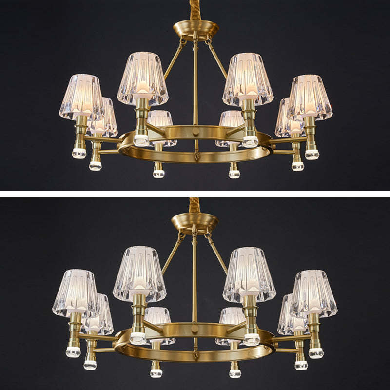 Conical Chandelier Light Fixture Traditional Clear Glass Pendant Lighting for Restaurant
