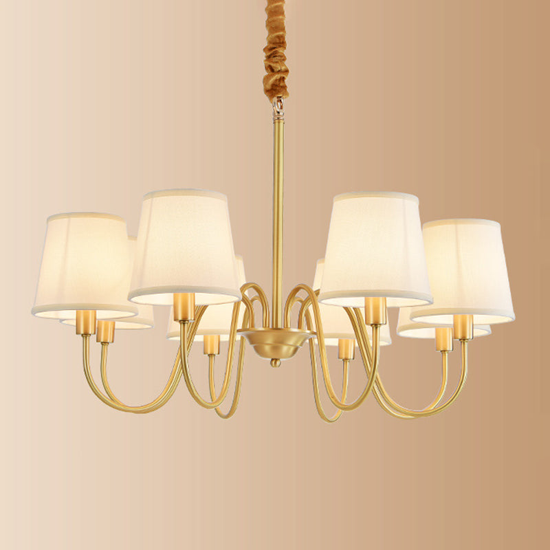 Conical Chandelier Light Fixture Traditional Fabric Pendant Lighting for Restaurant