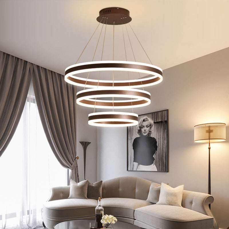 Luci a soffitto a 3 livelli a 3 livelli contemporanei lampadario in alluminio marrone in alluminio per soggiorno
